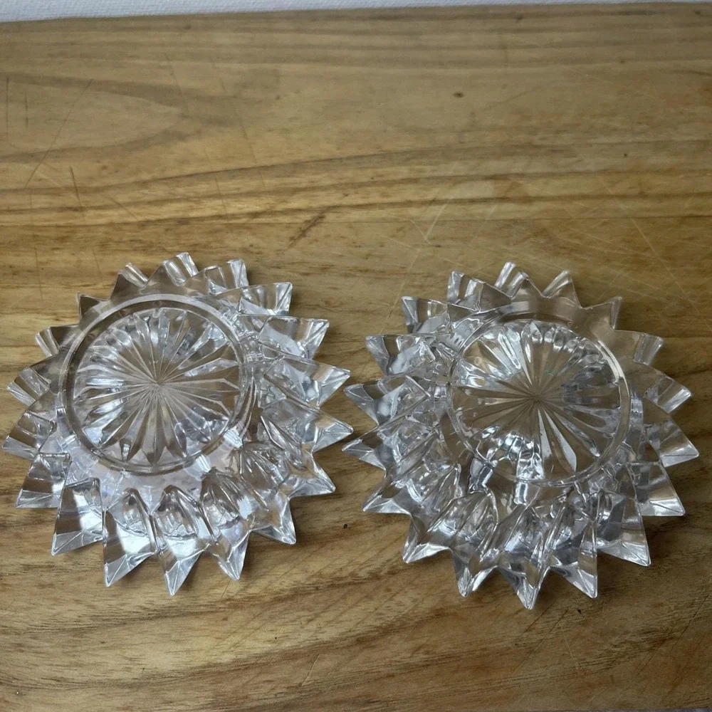 VTG Fostoria Lead Crystal Taper Candle Holders Set Candlestick 3